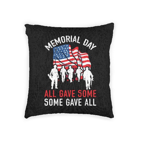 All Gave Some Some Gave All USA Flag Memorial Day Woven Pillows