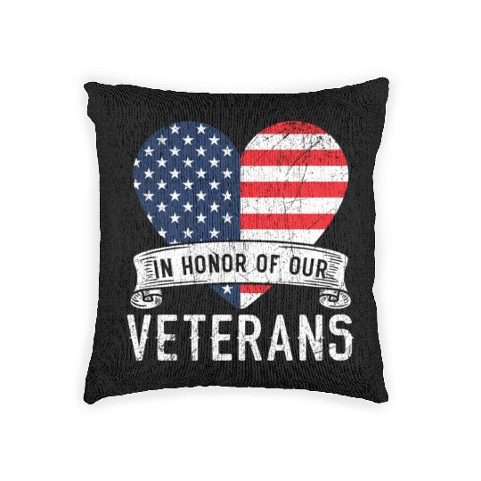 Patriotic Veteran USA Flag American Memorial Day Woven Pillows