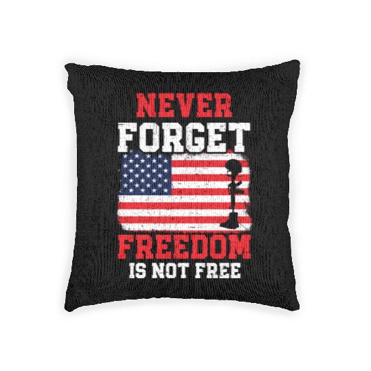Never Forget Freedom Is Not Free USA Memorial Day Woven Pillows