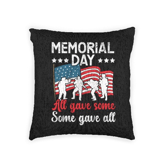 All Gave Some Some Gave All USA Flag Memorial Day Woven Pillows