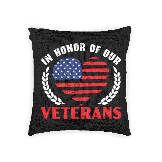 Patriotic Veteran USA Flag American Memorial Day Woven Pillows