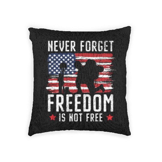 Never Forget Freedom Is Not Free USA Memorial Day Woven Pillows