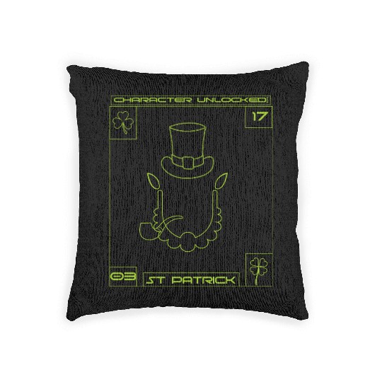 Happy st Patrick's day - character unlocked Woven Pillows