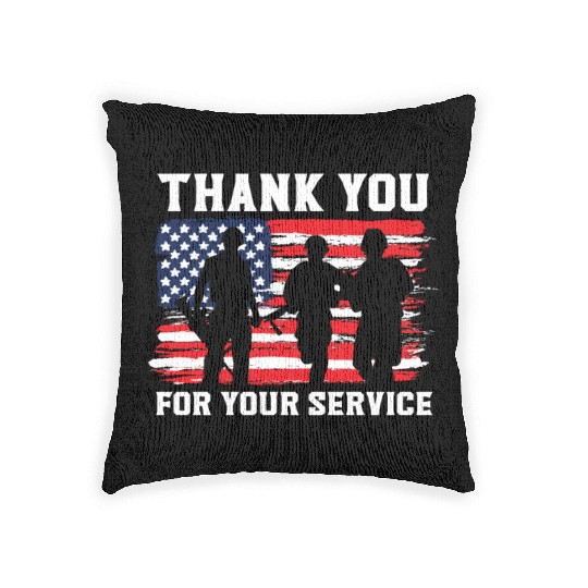 Patriotic Veteran USA Flag American Memorial Day Woven Pillows