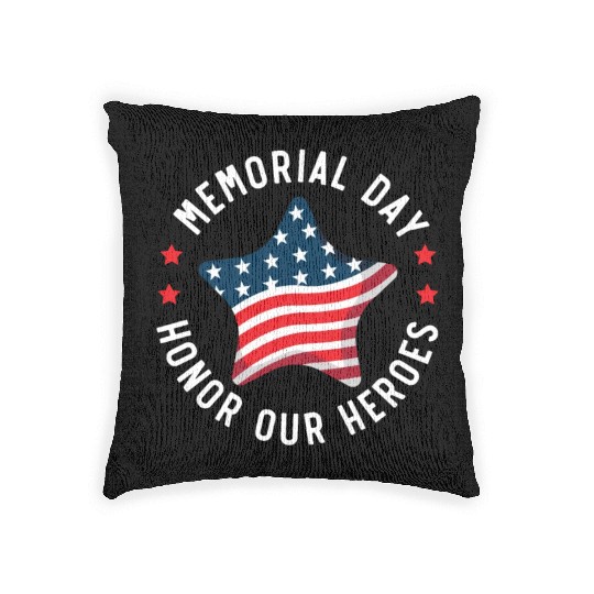 Patriotic Veteran USA Flag American Memorial Day Woven Pillows