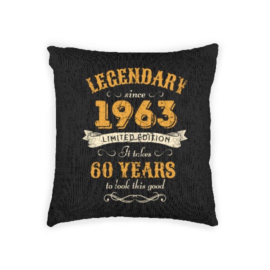 60th Birthday Vintage 1963 Woven Pillows