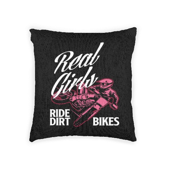 Motocross Girl Dirt Bike Woven Pillows