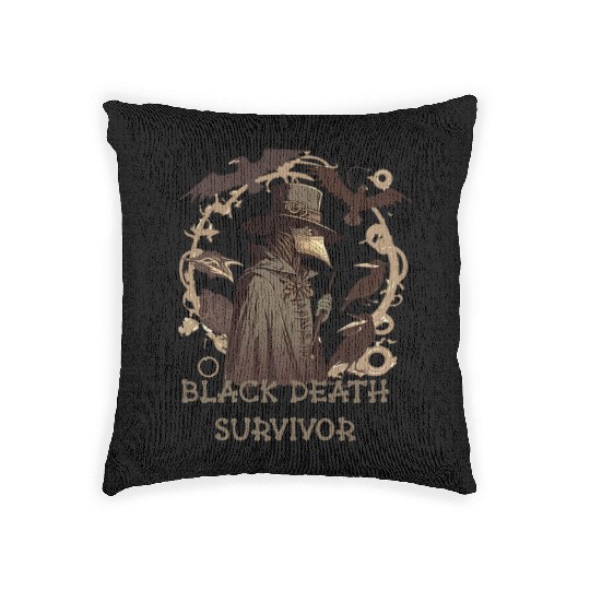 plague doctor Woven Pillows