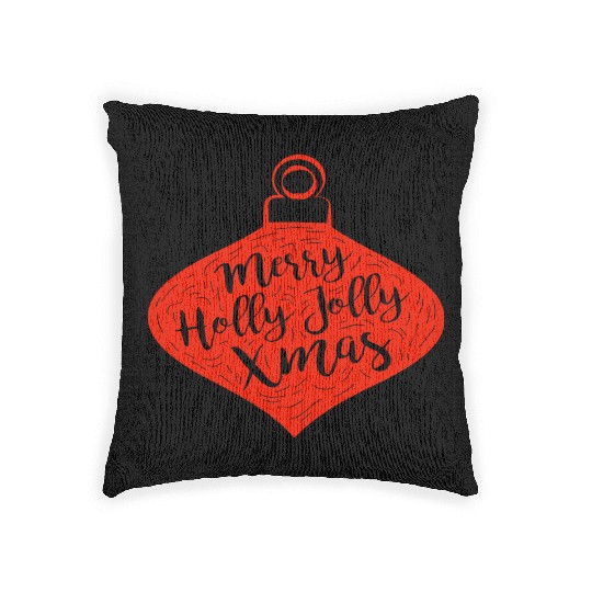 Merry Holly Jolly Xmas Woven Pillows