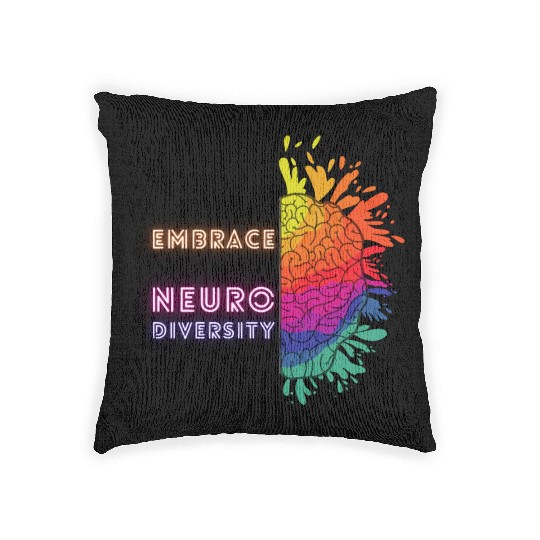 NEURODIVERSITY embrace brain awareness Woven Pillows
