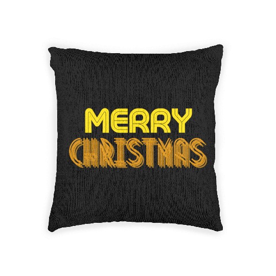 Merry Christmas Yellow Neon Colors Woven Pillows