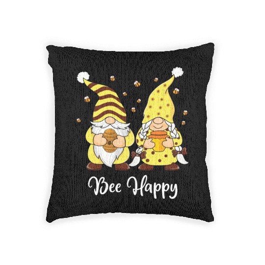Bee Happy Spring Imker Gnome Garden Woven Pillows