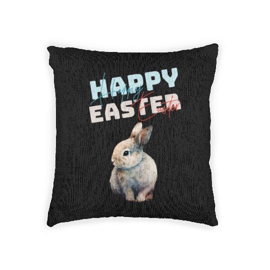 Funny Cute Happy Easter Bunny Woven Pillows