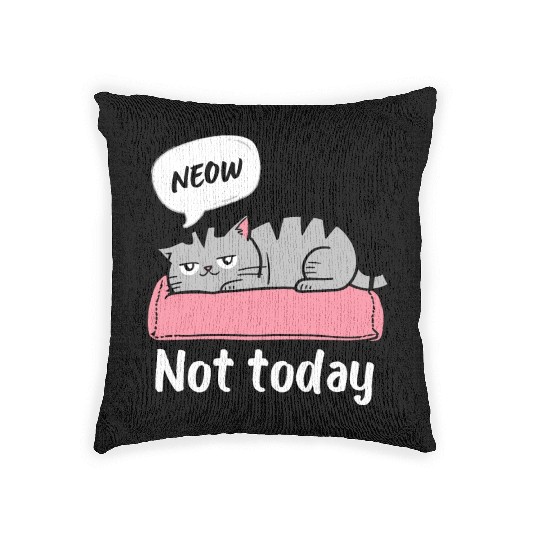 Funny Lazy Bored Cat | For Cat Mom Cat lovers Woven Pillows