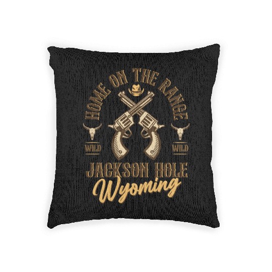 Jackson Hole Wyoming wild west town Woven Pillows