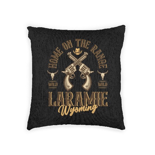 Laramie Wyoming wild west town Woven Pillows