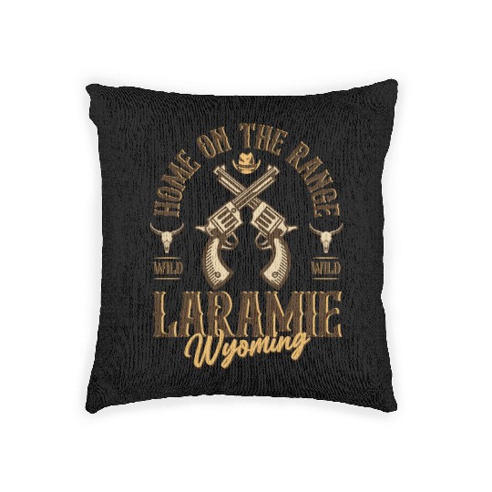 Laramie Wyoming wild west town Woven Pillows