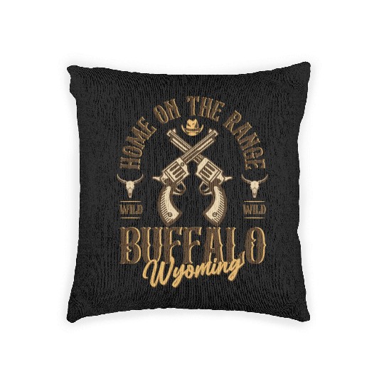 Buffalo Wyoming wild west town Woven Pillows