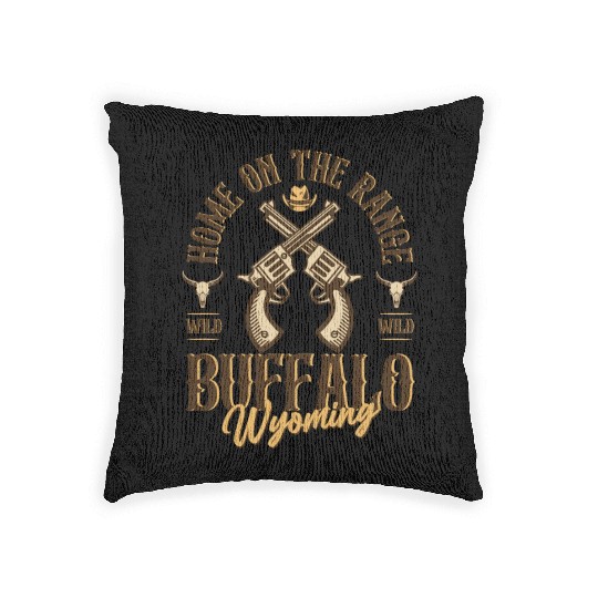 Buffalo Wyoming wild west town Woven Pillows
