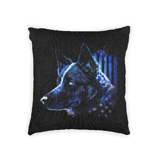 American Police Flag K9 Unit Patriotic Dog Lover Woven Pillows