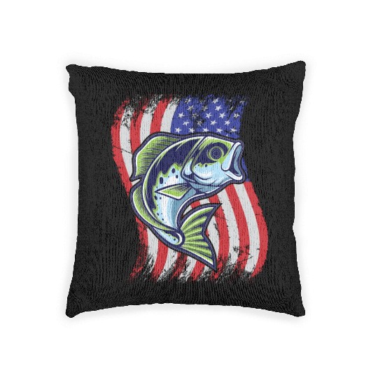 US Bass Fish Woven Pillows