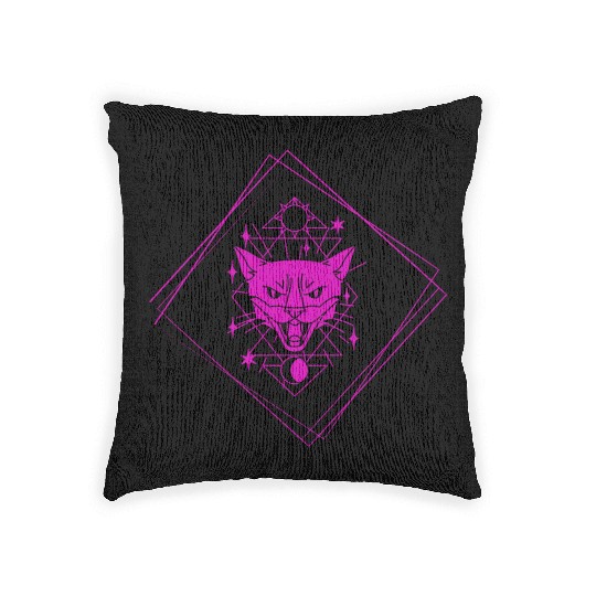 Purple cat Woven Pillows
