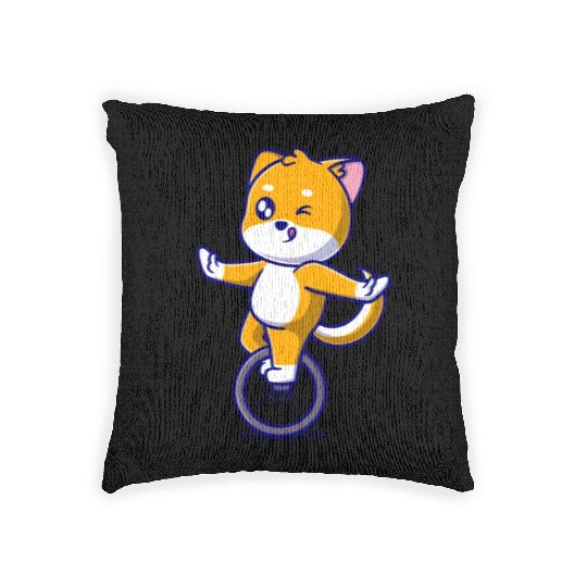 Cute dog cartoon icon illustration gift Woven Pillows