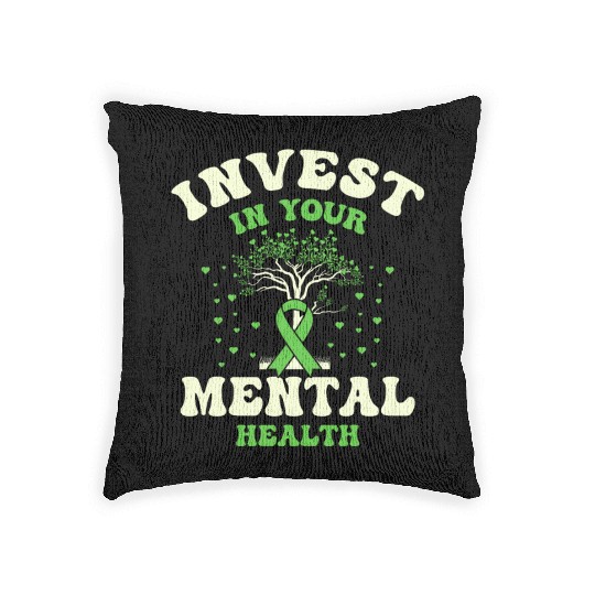 Invest In Your Mental Health Awareness Depression Woven Pillows