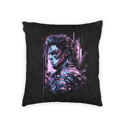 Samurai Warrior Japan Japanese Katana Manga warrio Woven Pillows