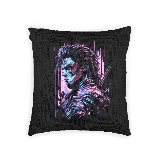 Samurai Warrior Japan Japanese Katana Manga warrio Woven Pillows