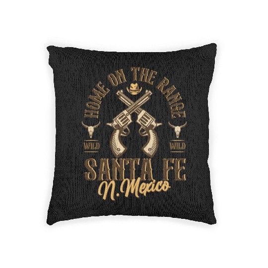Santa Fe New Mexico wild west town Woven Pillows