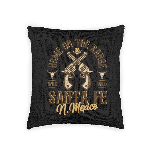 Santa Fe New Mexico wild west town Woven Pillows
