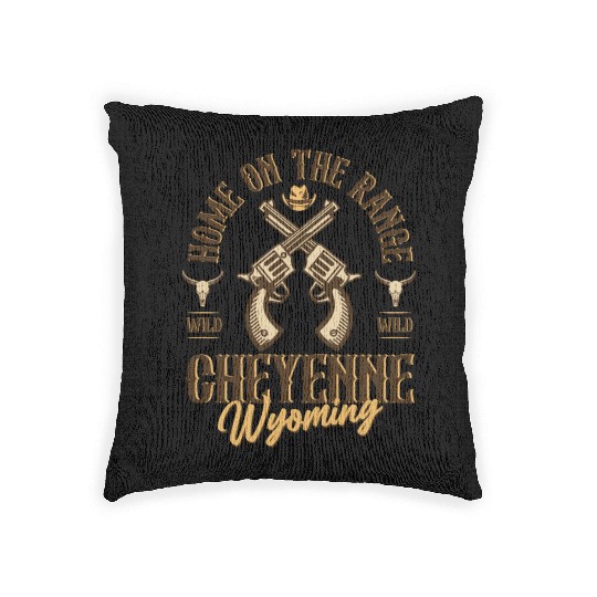 Cheyenne Wyoming wild west town Woven Pillows