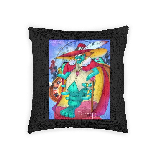 Cornbread Shrimp Da' Pimp (green) Woven Pillows