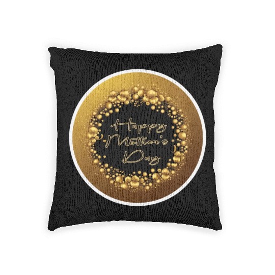 Happy Mother's Day Elegant Gold stickers Woven Pillows