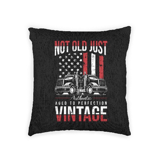 Truck Driver Us Flag Old Man Trucker Woven Pillows