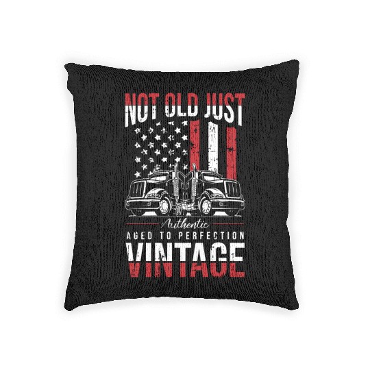 Truck Driver Us Flag Old Man Trucker Woven Pillows