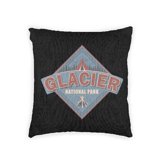 Glacier National Park Montana Vintage US Camping Woven Pillows