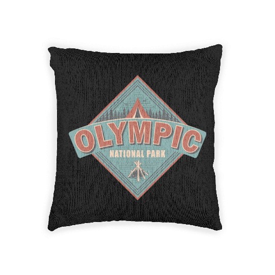 Washington State National Park Vintage US Camping Woven Pillows