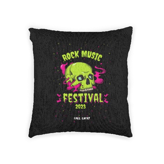 Skull Givin' Raspberry Dk , Rock music Woven Pillows