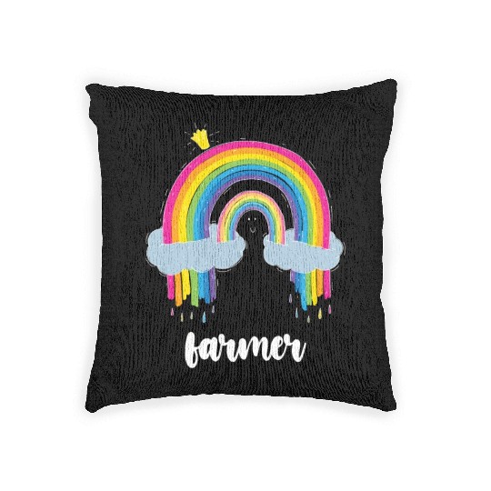 Farmer Farming Cute Boho Rainbow Woven Pillows