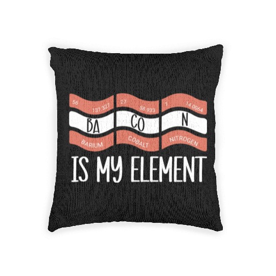 Funny Science Pun Bacon Periodic Table Woven Pillows