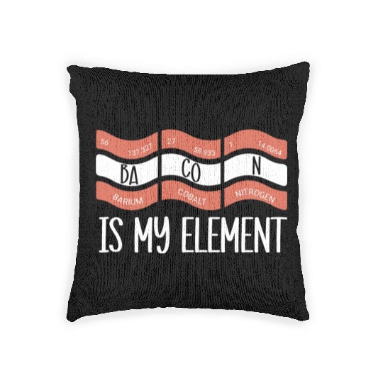 Funny Science Pun Bacon Periodic Table Woven Pillows
