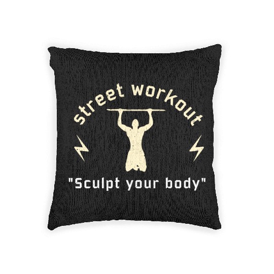 street workout sculpt your body shape Woven Pillows