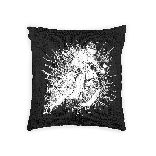 Motorcycle Racing Jump Splash Style Woven Pillows