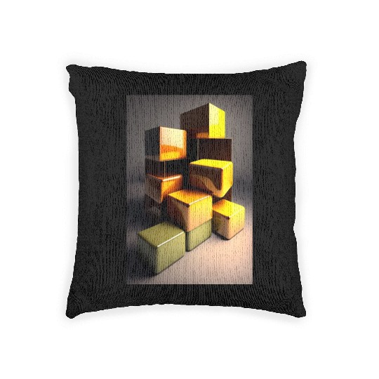 Gold Cubes Woven Pillows