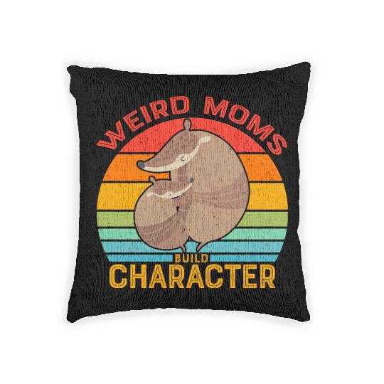 Vintage Weird Moms Build Character Armadillo Woven Pillows