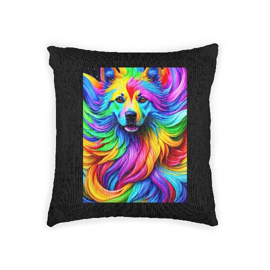 Labrador Retriever with rainbow splashes of colors Woven Pillows