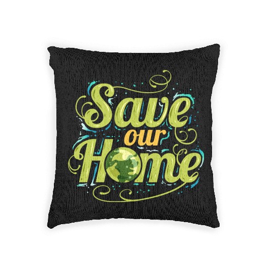 Logo Save Our Home For Earth Day Woven Pillows