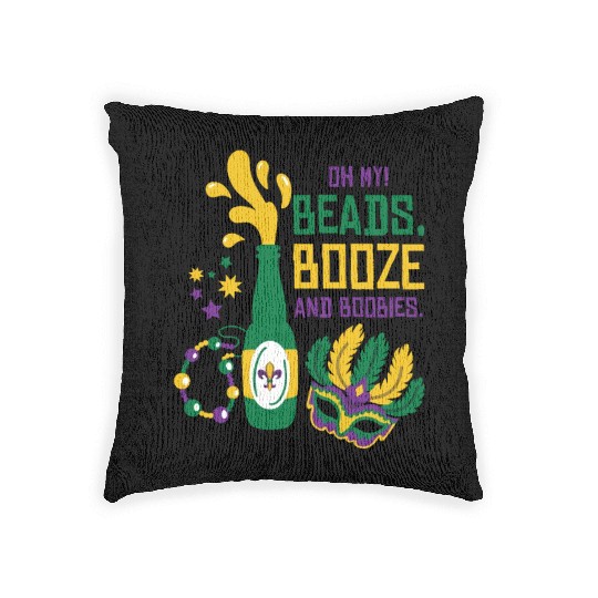 Mardi Gras Carnival Mask Beer Beads Boobies Woven Pillows